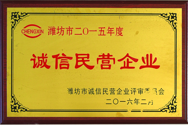 誠信民營企業  牌匾